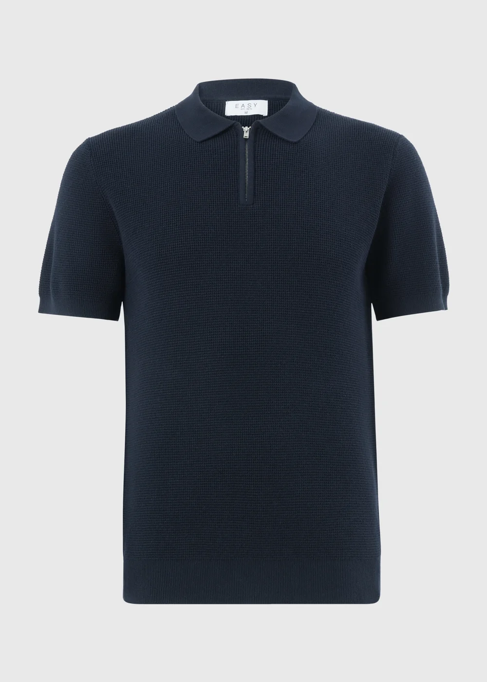 Navy Waffle Polo Shirt - M Image 1