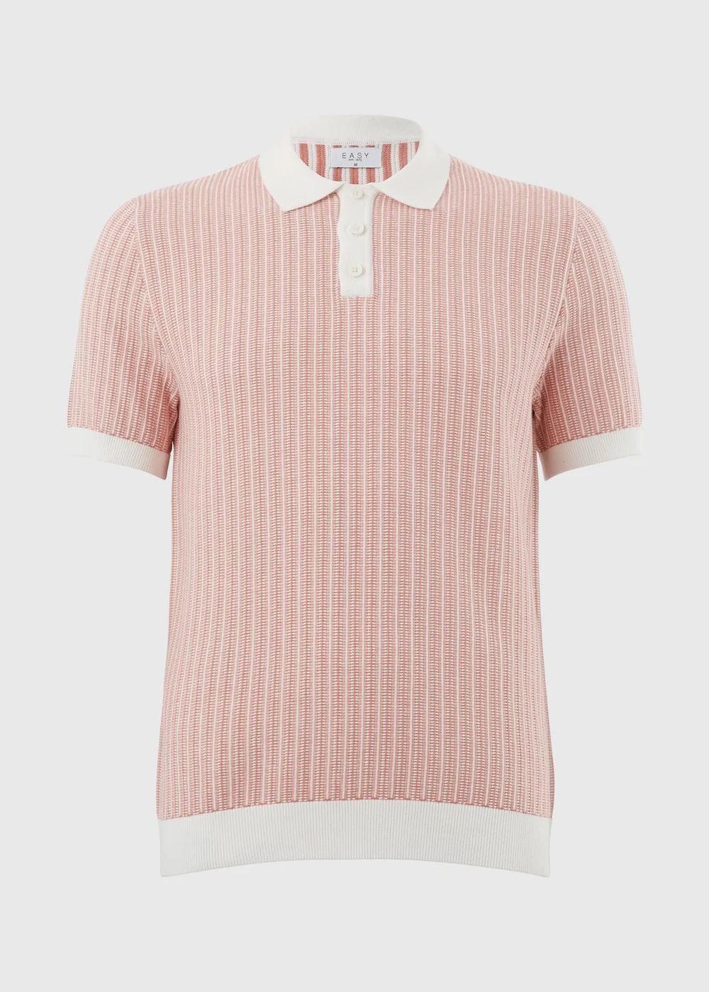 Pink Textured Knitted Polo Shirt - S Image 4