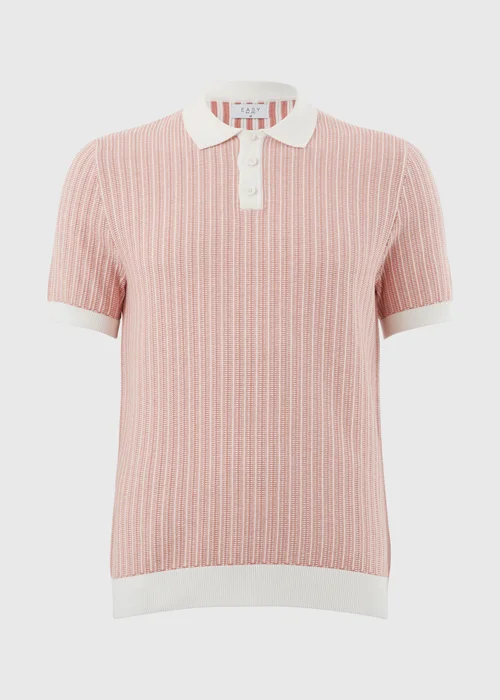 Pink Textured Knitted Polo Shirt - S Image 4
