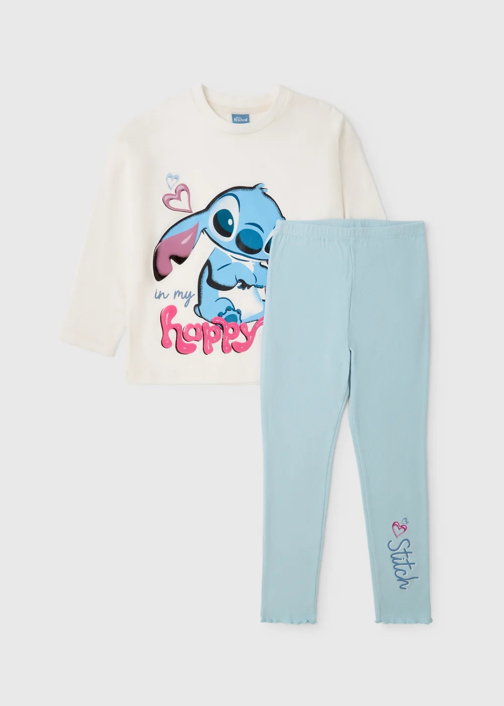 Disney Girls White Stitch Pyjama Set (5-13yrs) - Age 5 Years Image 1