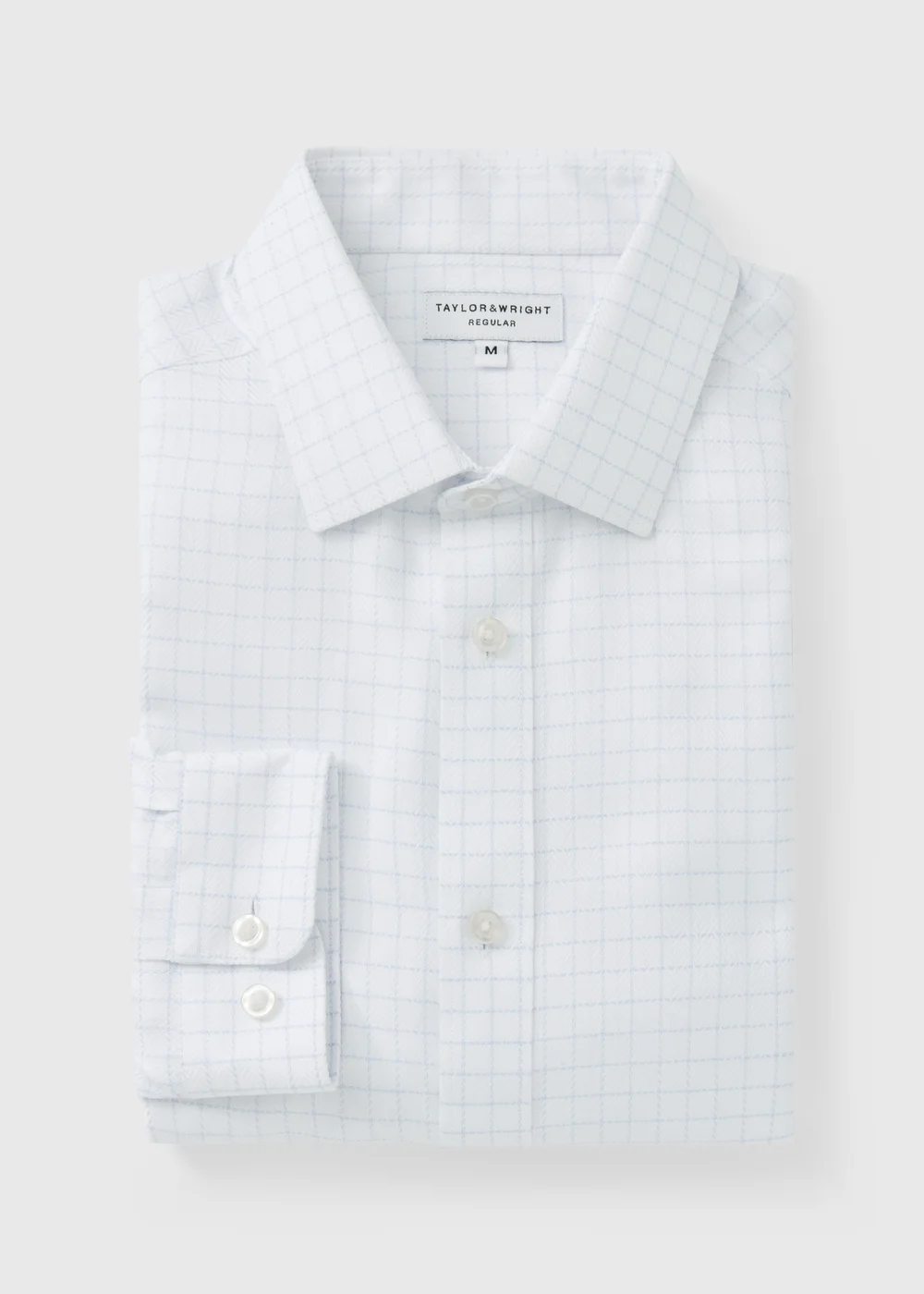 White Herringbone Check Regular Fit Shirt - 2XL Image 5
