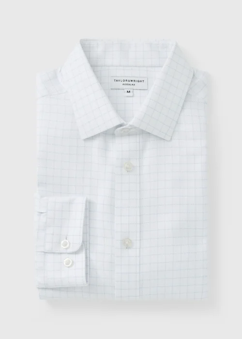 White Herringbone Check Regular Fit Shirt - 2XL Image 5