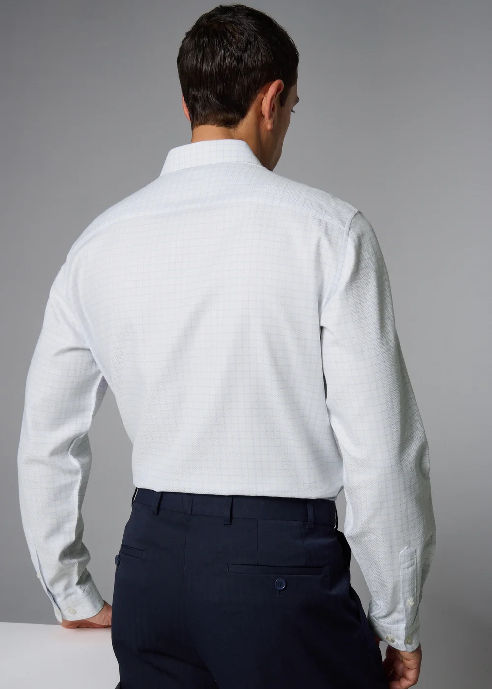 White Herringbone Check Regular Fit Shirt - 2XL Image 4