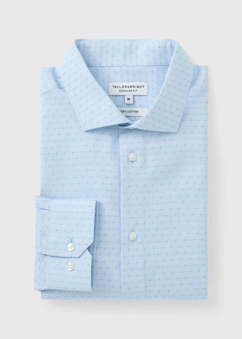 Taylor & Wright Blue Polka Dot Regular Fit Shirt - Large Image 5