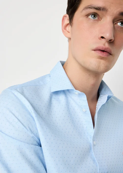 Taylor & Wright Blue Polka Dot Regular Fit Shirt - Large Image 3