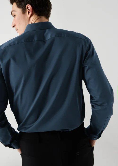 Taylor & Wright Navy Textured Regular Fit Shirt - L Image 4
