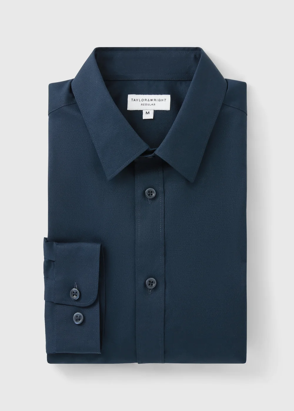 Taylor & Wright Navy Textured Regular Fit Shirt - L Image 5