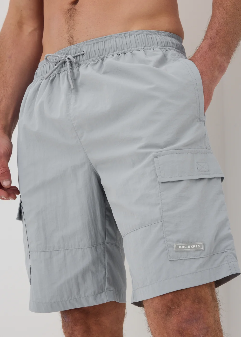 Grey Long Length Cargo Swim Shorts - XS Image 1