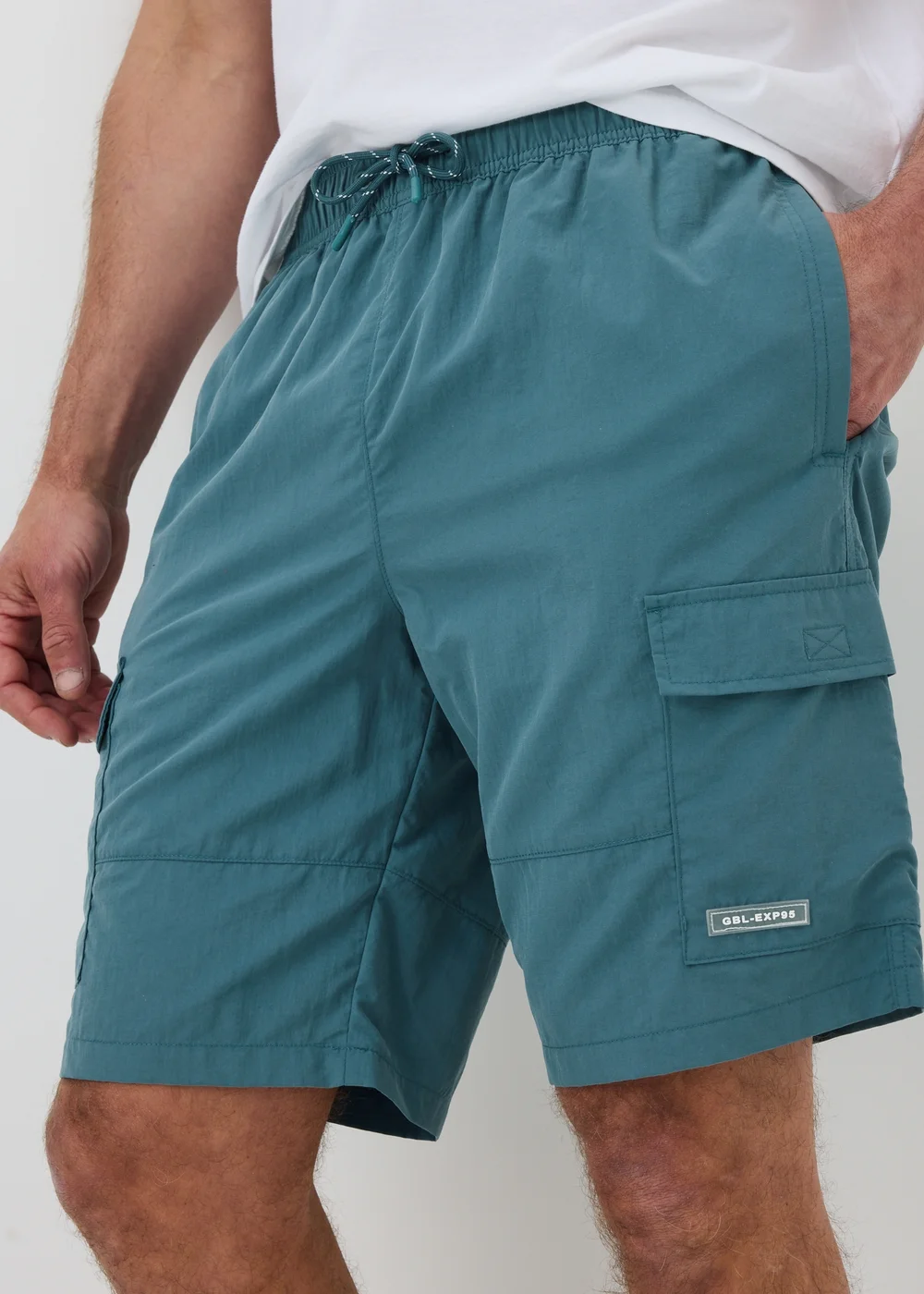 Teal Long Length Cargo Swim Shorts - XS Image 1