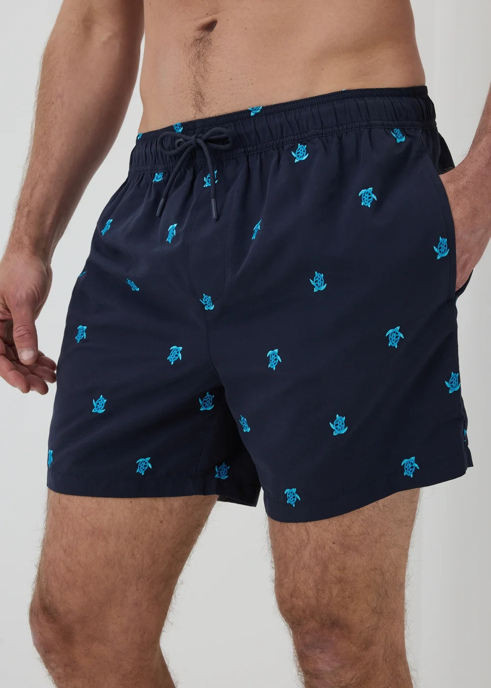Navy Turtle Embroidered Swim Shorts - 3XL Image 2