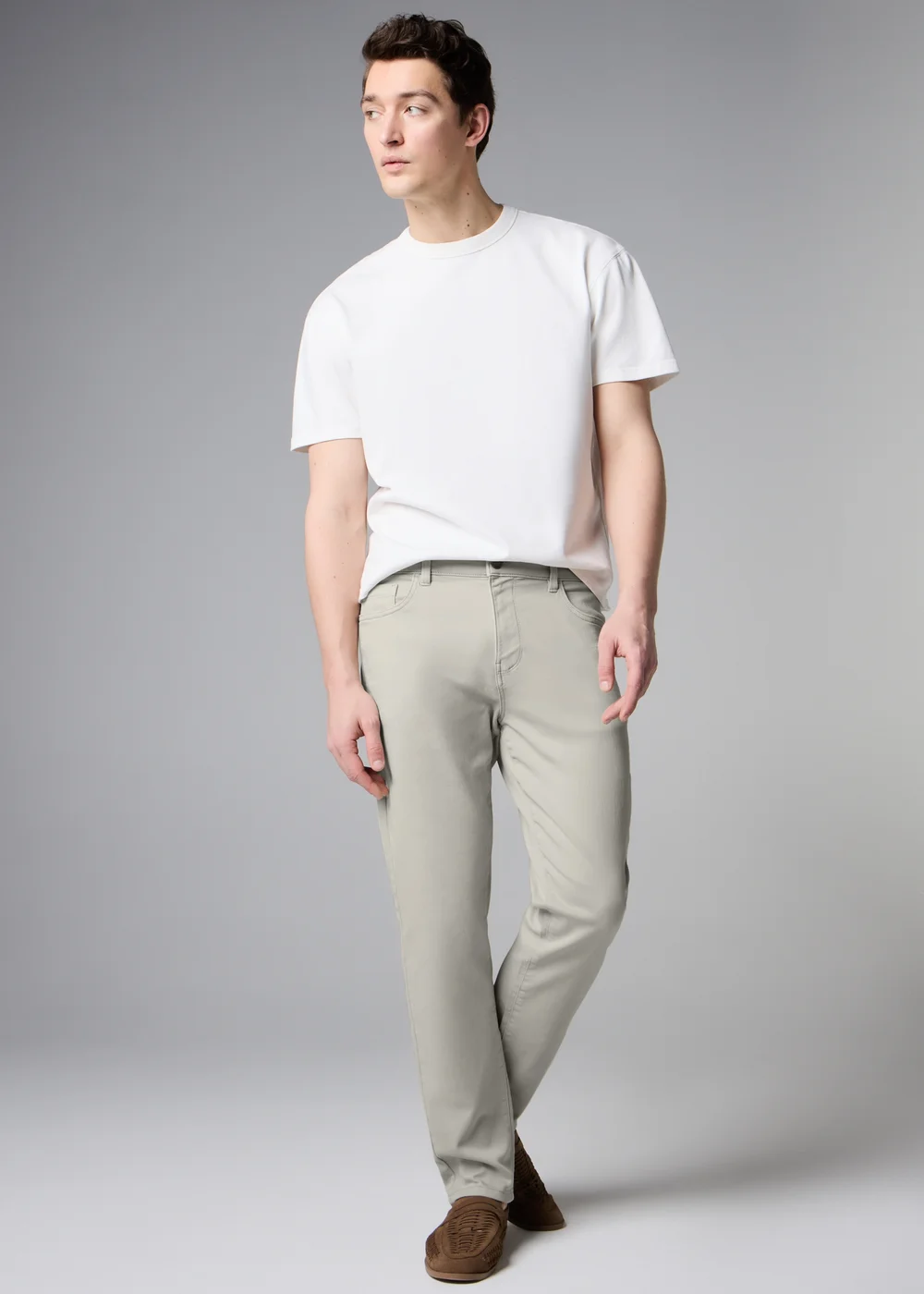 Light Grey 5 Pocket Slim Fit Trousers - 30 Waist Regular Image 1