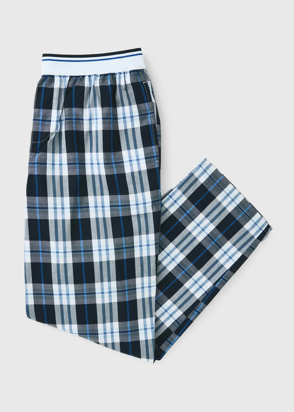 Navy Check Jacquard Woven Pyjama Bottoms - Small Image 3
