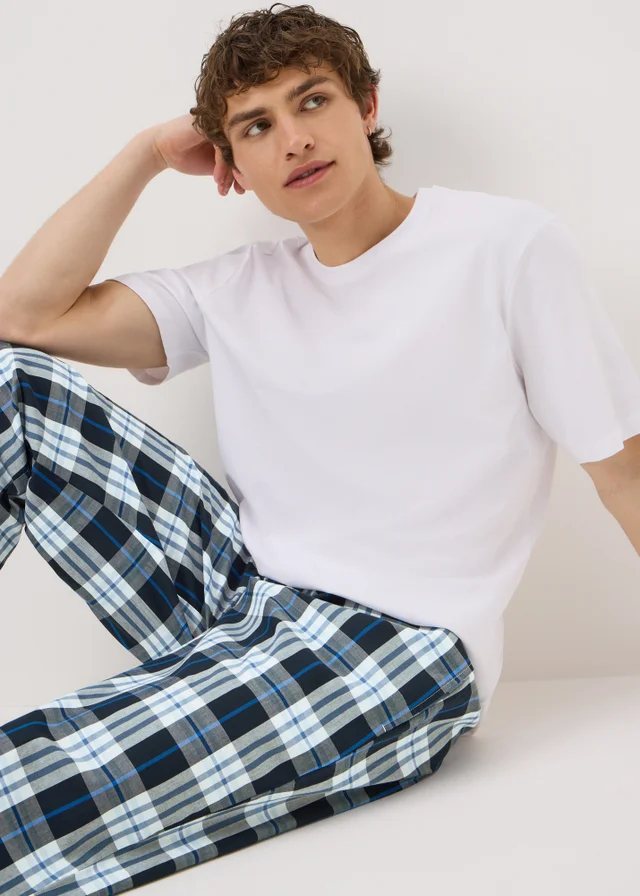 Navy Check Jacquard Woven Pyjama Bottoms