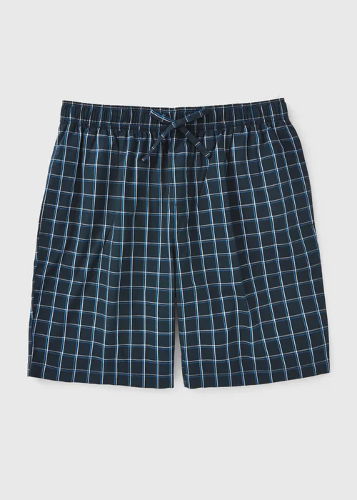 Blue Woven Check Pyjama Shorts - Small Image 2