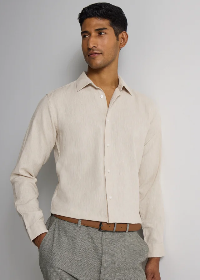 Taylor & Wright Stone Linen Blend Slim Fit Shirt