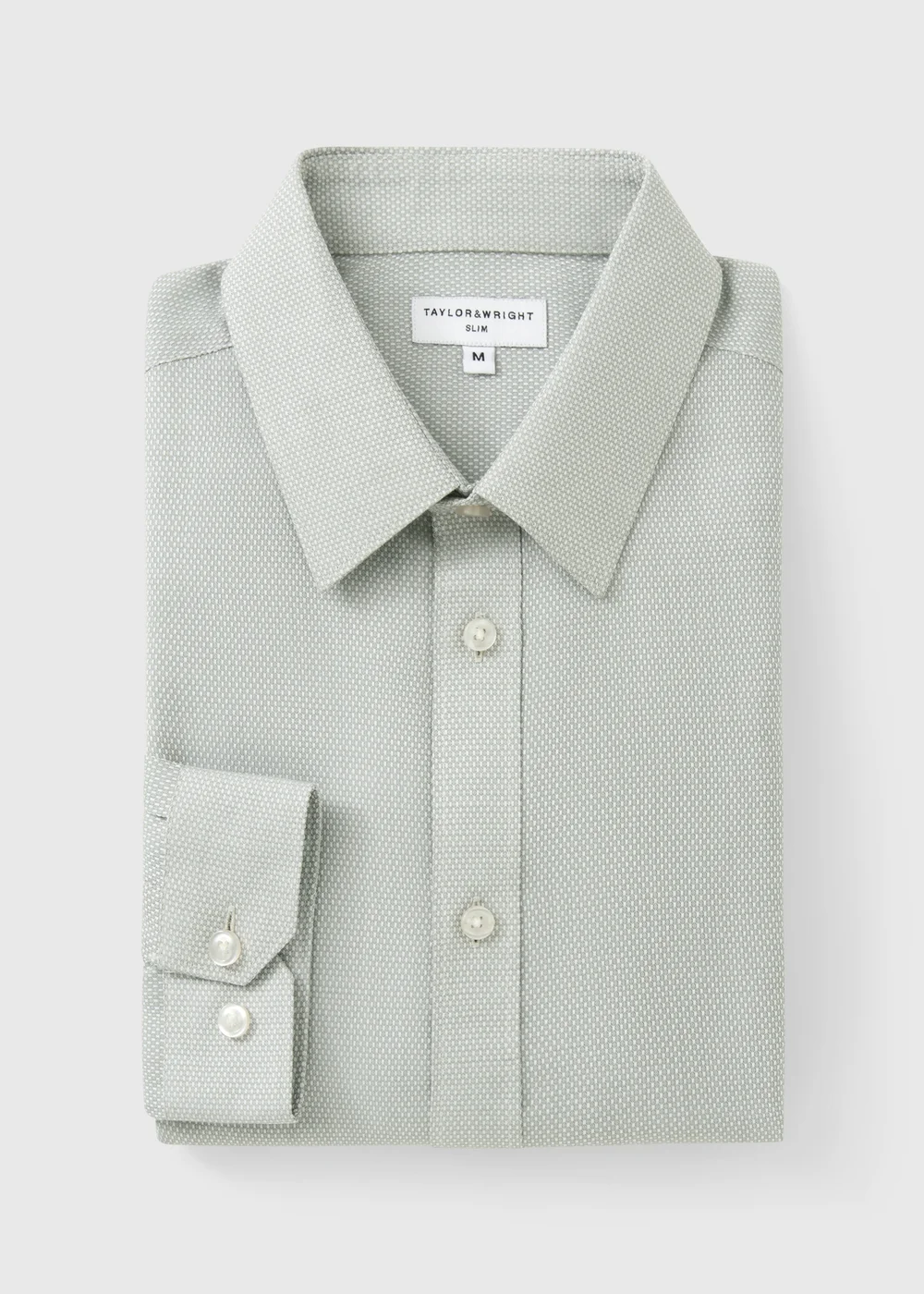 Taylor & Wright Green Textured Slim Fit Shirt - S Image 5