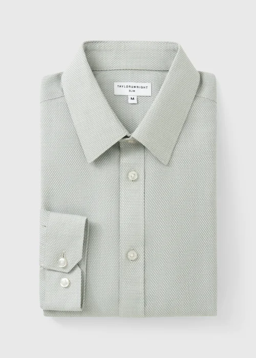 Taylor & Wright Green Textured Slim Fit Shirt - S Image 5