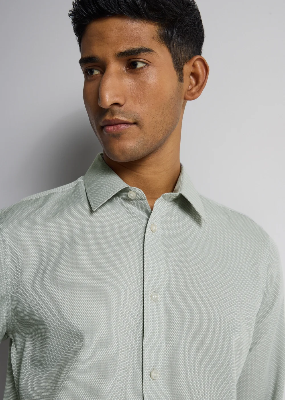 Taylor & Wright Green Textured Slim Fit Shirt - S Image 3