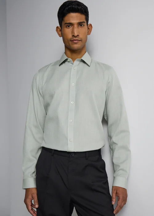 Taylor & Wright Green Textured Slim Fit Shirt - S Image 1