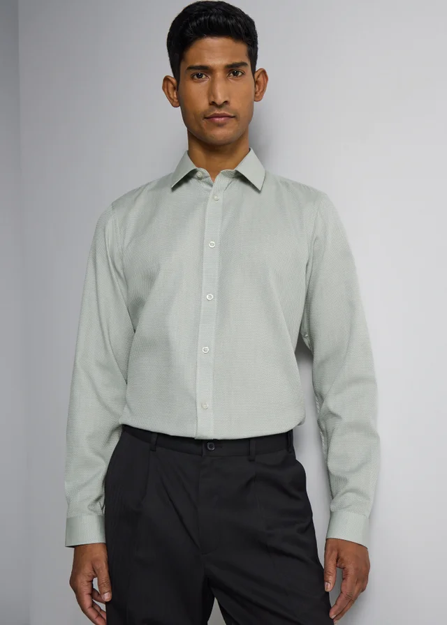 Taylor & Wright Green Textured Slim Fit Shirt
