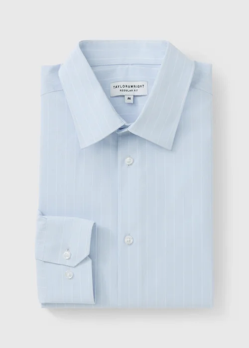Taylor & Wright Blue Stripe Regular Fit Shirt - M Image 5