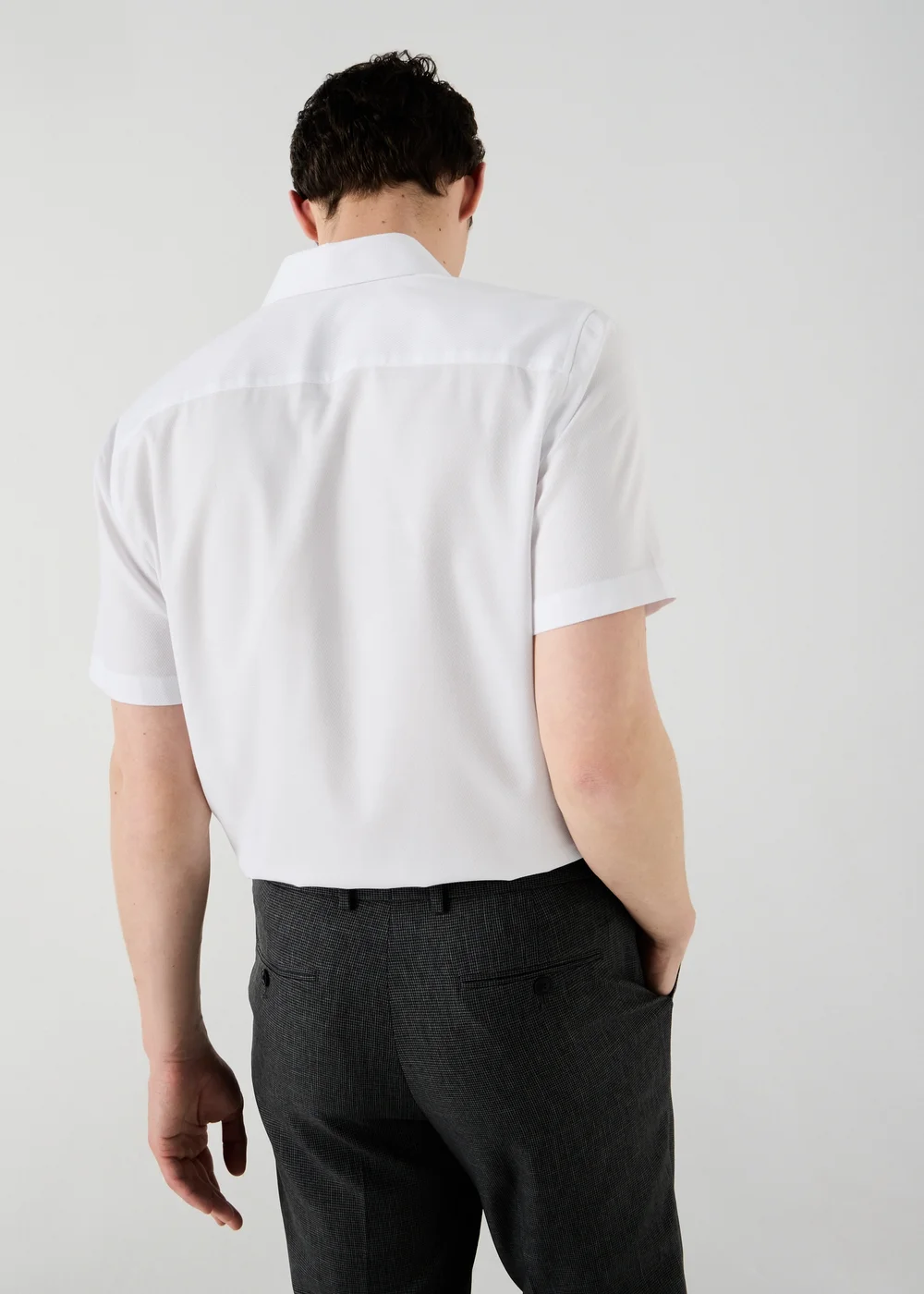 Taylor & Wright White Textured Regular Fit Short Sleeve Shirt - S Image 4