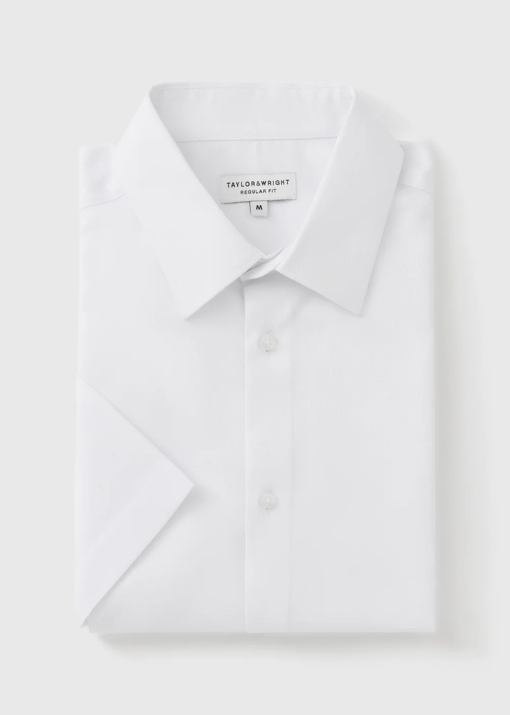 Taylor & Wright White Textured Regular Fit Short Sleeve Shirt - S Image 5