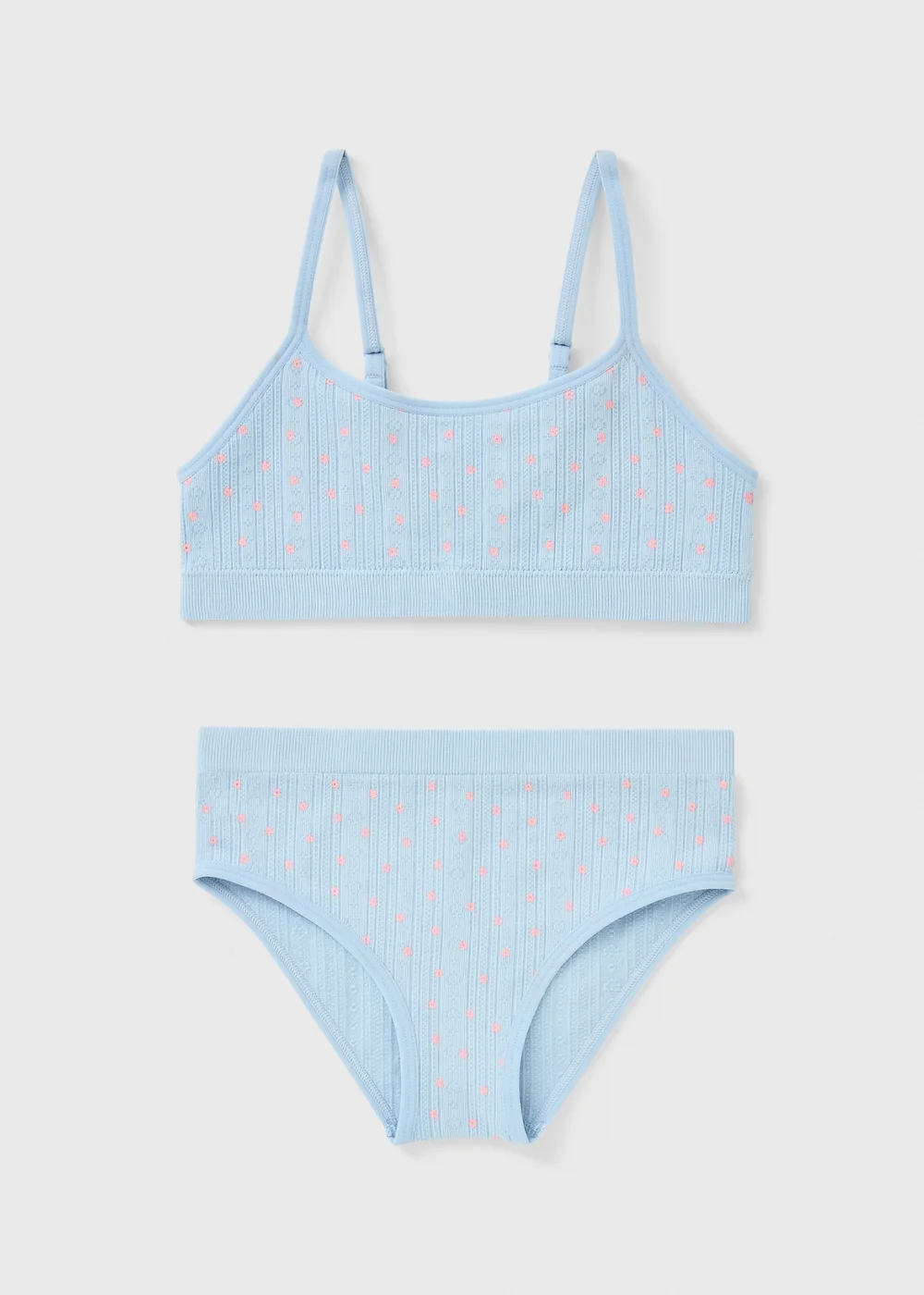 Girls Blue Floral Crop Top & Knicker Set (6-13yrs) - 6-7 Yrs Image 1