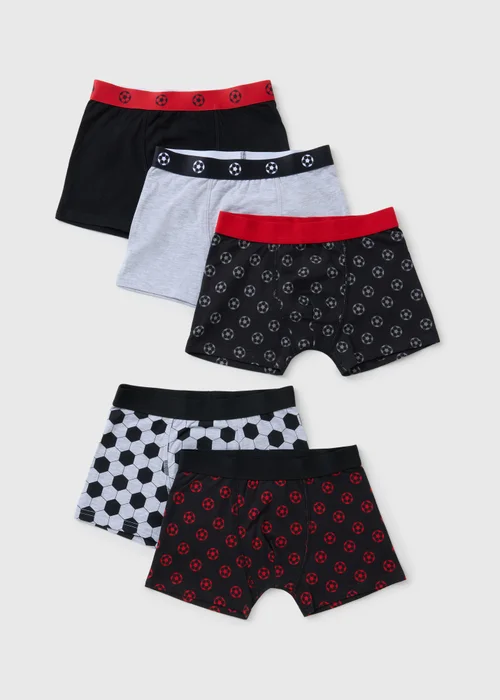 5 Pack Boys Multicolour Football Trunks (2-13yrs) - 10-11 yrs Image 1