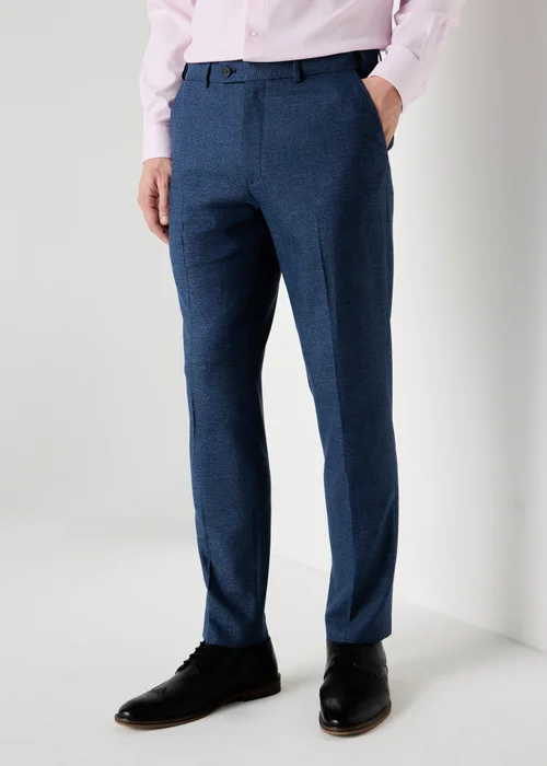 Taylor & Wright Mid Blue Active Waist Slim Fit Trousers - 38/L31 Image 1