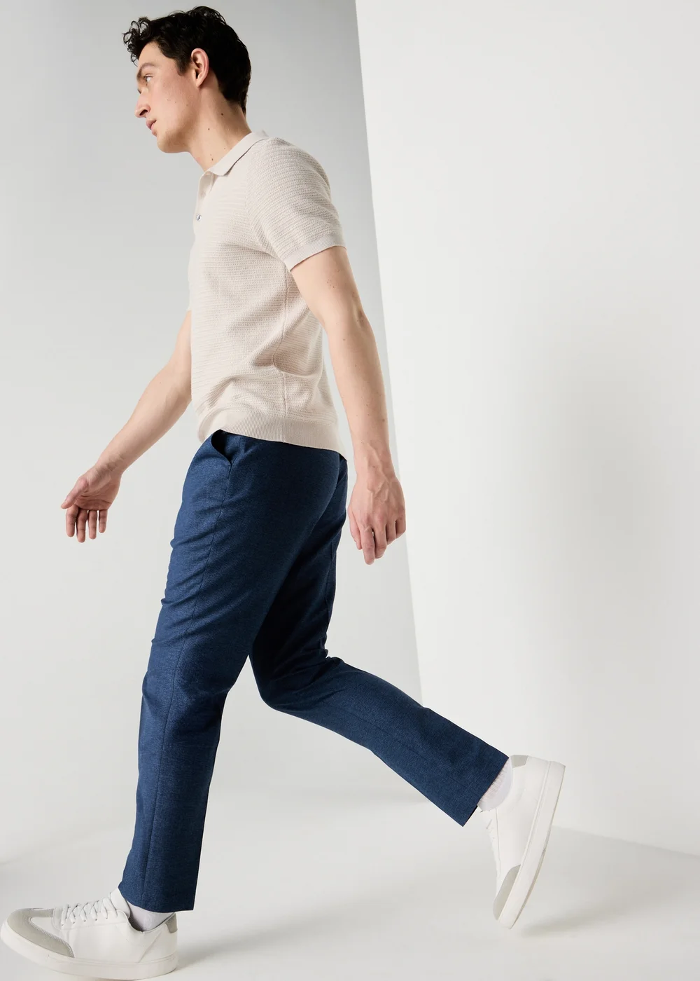 Taylor & Wright Mid Blue Active Waist Slim Fit Trousers - 38/L31 Image 3