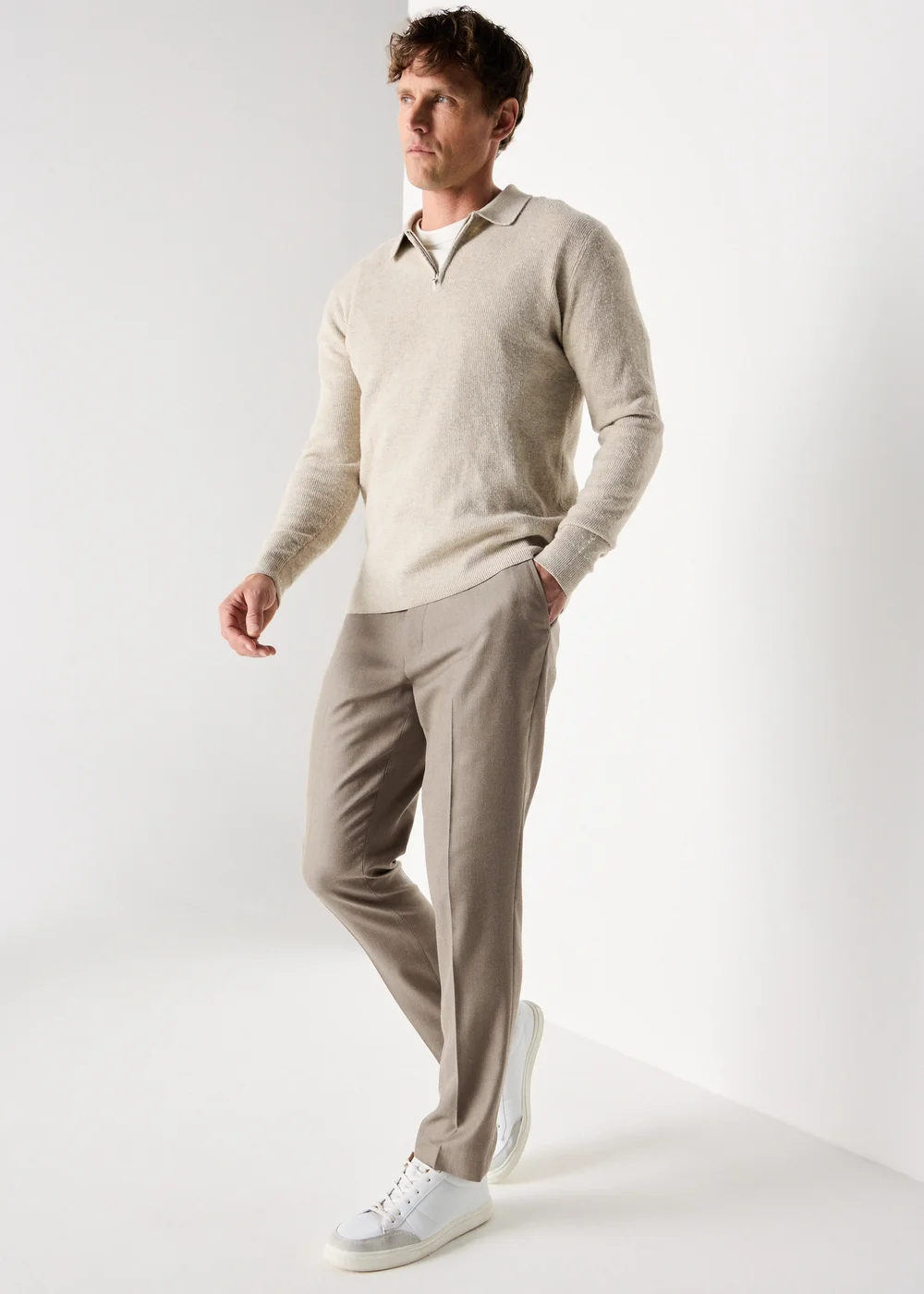 Taylor & Wright Stone Active Waist Slim Fit Trousers - 40/L33 Image 1