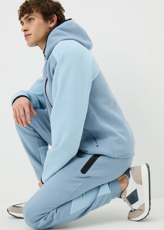Souluxe Blue Panel Zip Up Co Ord Hoodie