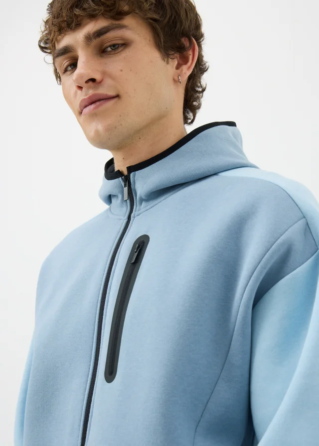 Souluxe Blue Panel Zip Up Co Ord Hoodie
