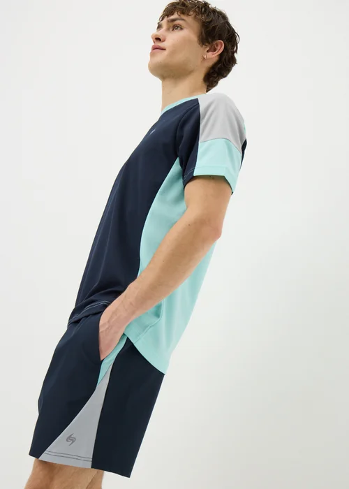 Souluxe Navy Woven Panel Co Ord Shorts - Extra small Image 1