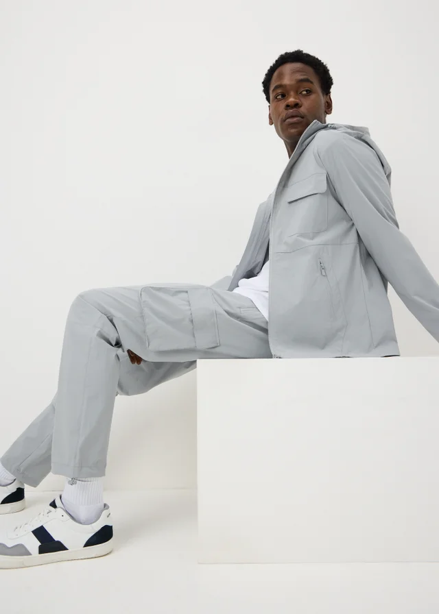 Light Grey Tech Cuffed Cargo Co Ord Trousers