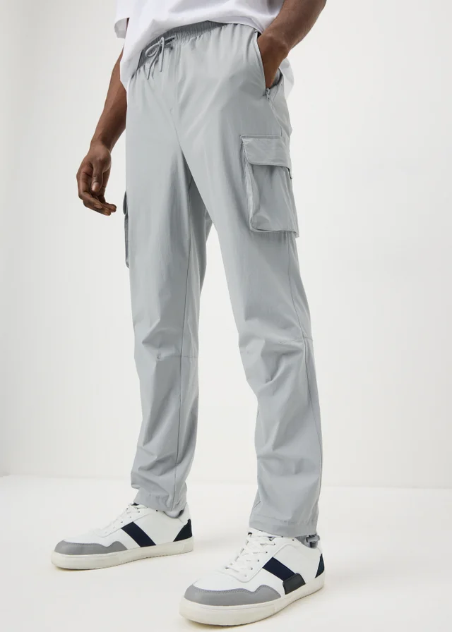 Light Grey Tech Cuffed Cargo Co Ord Trousers