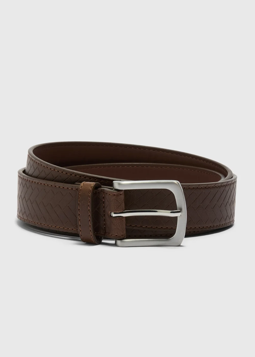 Brown Herringbone Embossed Belt - 2XL-3XL Image 1