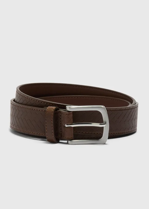 Brown Herringbone Embossed Belt - 2XL-3XL Image 1