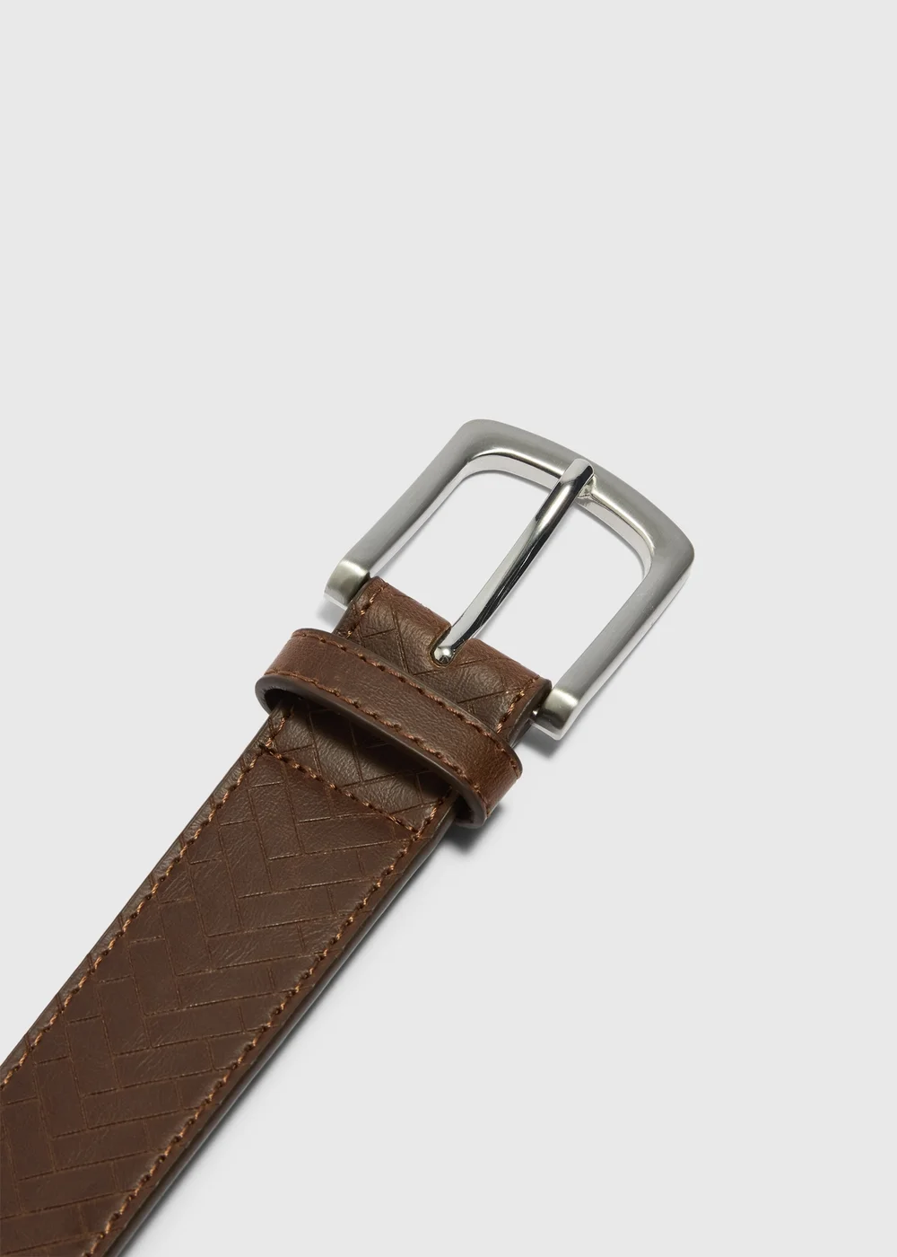 Brown Herringbone Embossed Belt - 2XL-3XL Image 2
