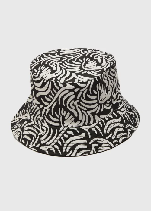 Black Abstract Reversible Bucket Hat - S/M Image 1