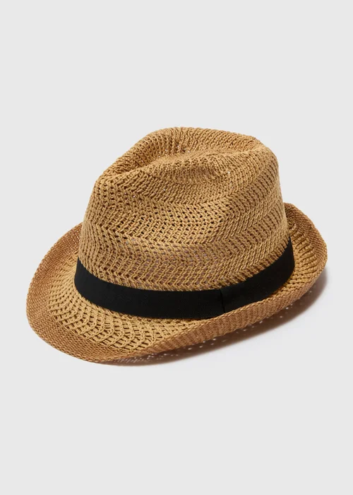 Brown Plait Yarn Trilby Hat - Small/Medium Image 1