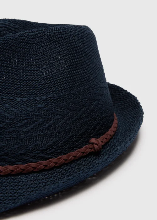 Navy Textured Trilby Hat - S/M Image 2
