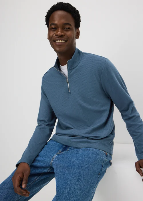 Blue Airtex Co Ord Half Zip Top - 3XL Image 1