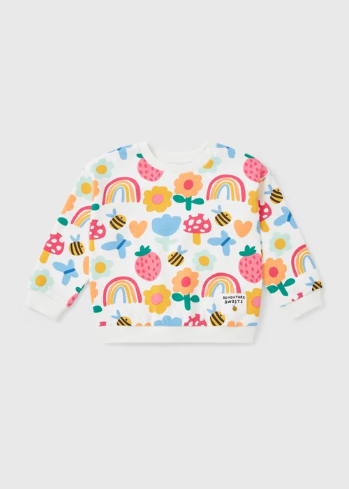 Girls Multicolour Rainbow Print Sweatshirt (1-7yrs) - 1-1.5 Yrs Image 1