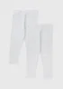 2 Pack Girls White Leggings (1-7yrs) - 1 half year to 2 Image 1