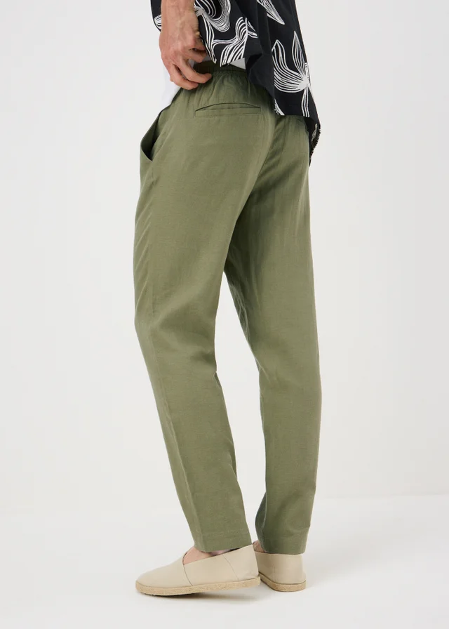 Sage Linen Blend Straight Fit Chinos