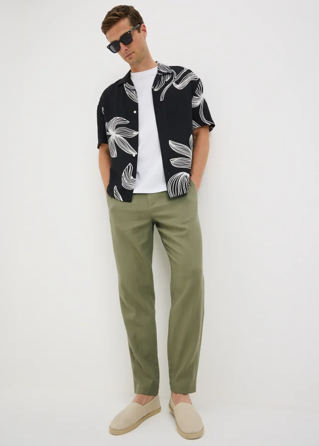 Sage Linen Blend Straight Fit Chinos