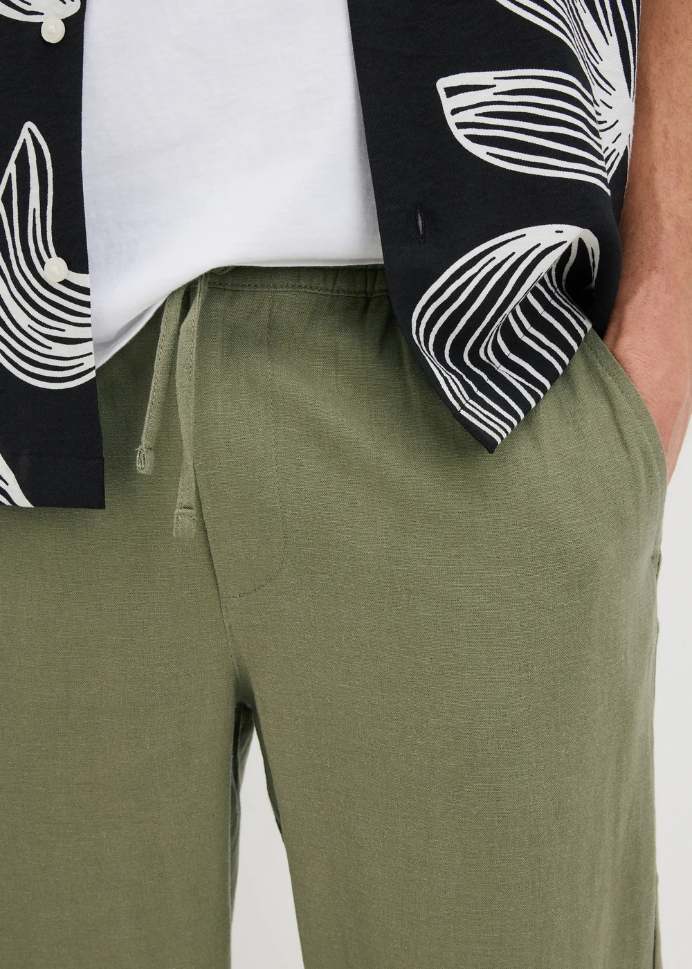 Sage Linen Blend Straight Fit Chinos - 30 R Image 3