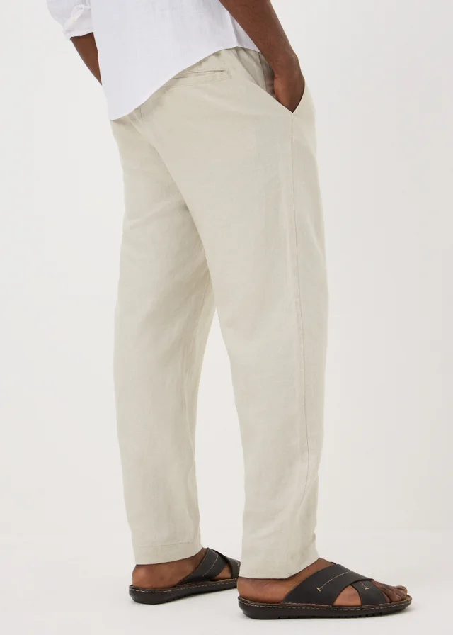 Bone Linen Blend Straight Fit Chinos